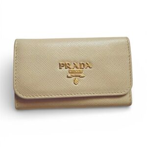 Prada Saffiano Leather Keyholder with Gold Logo
